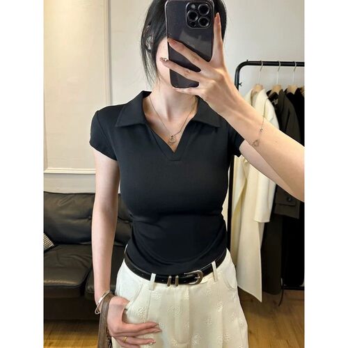 Cotton Summer Sexy Women's T Shirt Skinny Slim Basic Solid C
