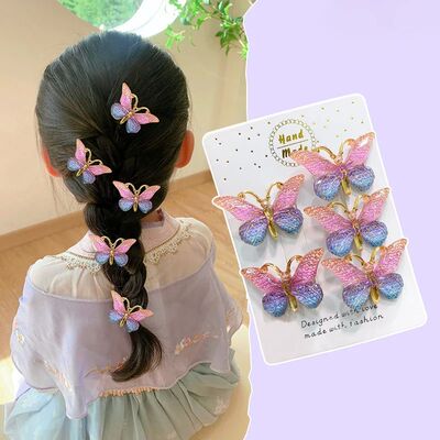 5PCS Cute Sweet Stereoscopic Color Gradient Baby Hairpins Ki