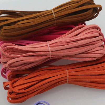 5 Meters Leather Thong Cord Flat Faux Suede String Thread DI