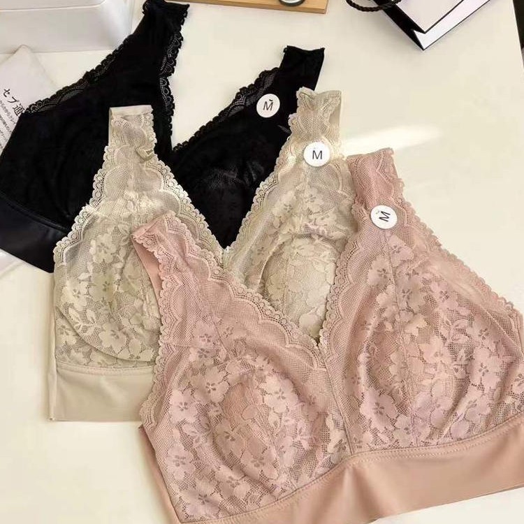 大胸显小胸内衣女超薄款无钢圈痕全罩杯美背心一体式文胸罩夏季天
