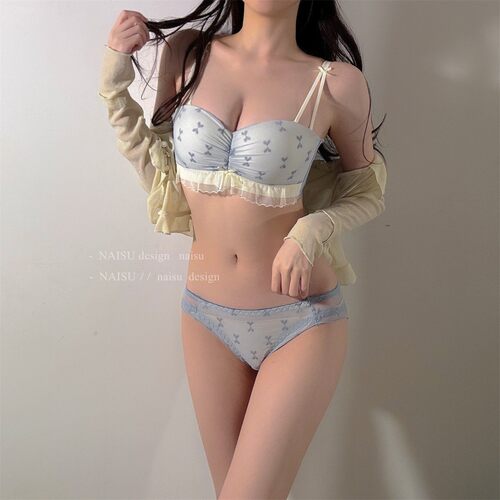 甜美蕾丝半杯内衣女无肩带小胸聚拢显大无钢圈收副乳防下垂文胸罩
