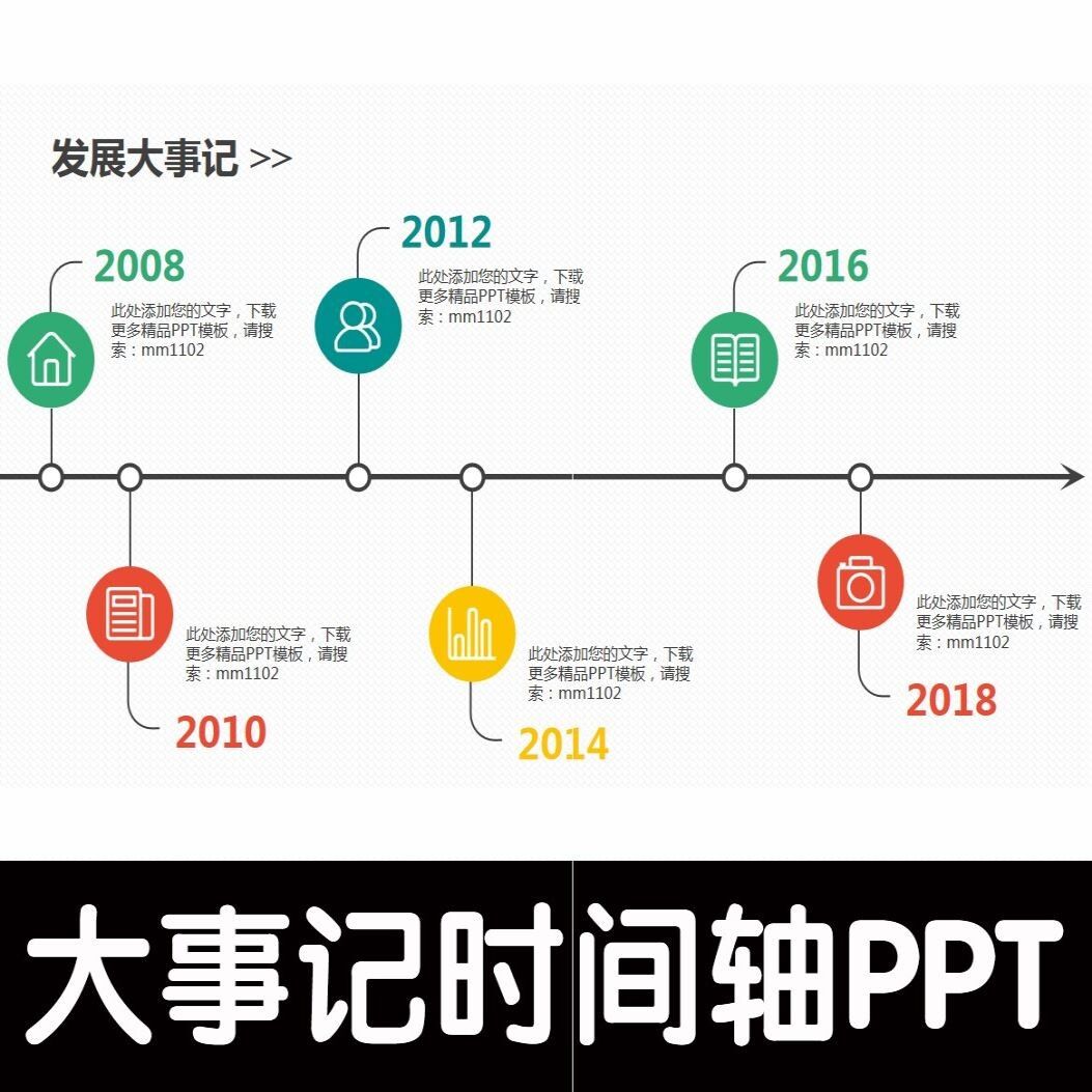 PPT素材模板动态企业公司大事记时间轴时间线发展历程轨迹节点
