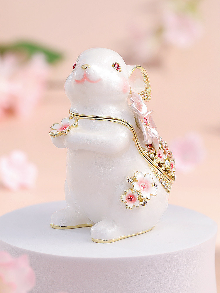 PICALS 보석 상자 사쿠라 토끼 하이 엔드 에나멜 보석 보관 약혼 반지 쌍 반지 상자 결혼 선물