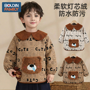 2025新款宝宝罩衣冬外穿防水防污儿童反穿衣围裙婴儿吃饭围兜护衣