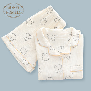 女 软萌家居服睡衣套装 夏薄纯棉纱布卡通印花可爱柔软全棉短袖 短裤