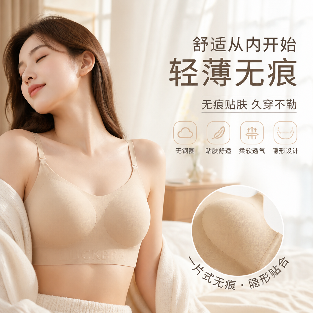 粉底液隐形细肩带内衣女夏薄款无痕吊带抹胸露肩美背一体式文胸罩