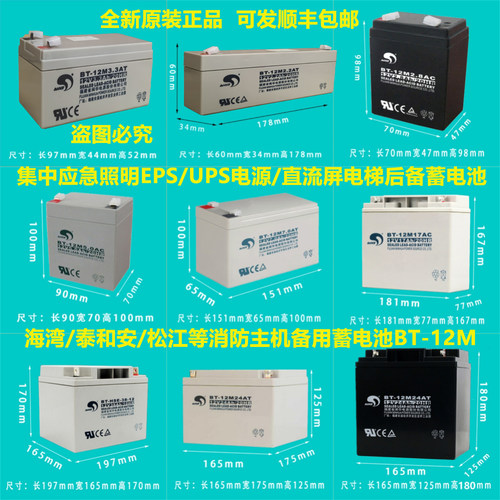 赛特12V5 7 17 24 33 38AH蓄电池适用海湾泰和安消防主机应急报警