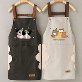 卡通可爱围裙厨房家用新款 做饭工作服防水防油上班定制印字可擦手