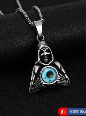 奇特新款三角形上帝全视之眼吊坠项链男女时尚欧美嘻哈个性毛衣链