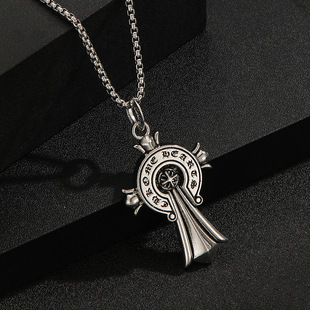 复古经典圆环十字架童军花吊坠系列背面带LOGO男女项链吊坠