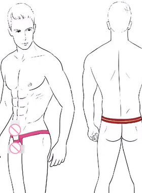 男士提型露臀套环吊环内裤性感彩虹丁字裤后空裤青年情调诱惑小攻