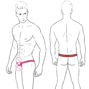 后空裤 性感彩虹丁字裤 青年情调诱惑小攻 提型露臀套环吊环内裤 男士