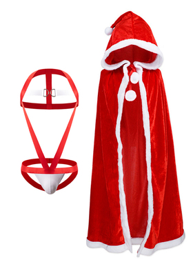 男士性感连体丁裤新款镂空胸带肩带成人夜店舞台走秀圣诞装