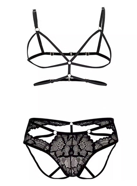 性感蕾丝连体内衣裤男提臀三角裤镂空胸带肩带成人背心可拆卸套装
