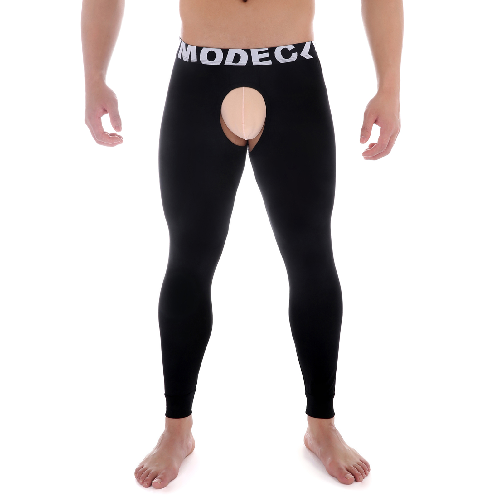 男士性感内衣裤莫代尔透气保暖裤前后开档无痕隐形打底裤家居裤