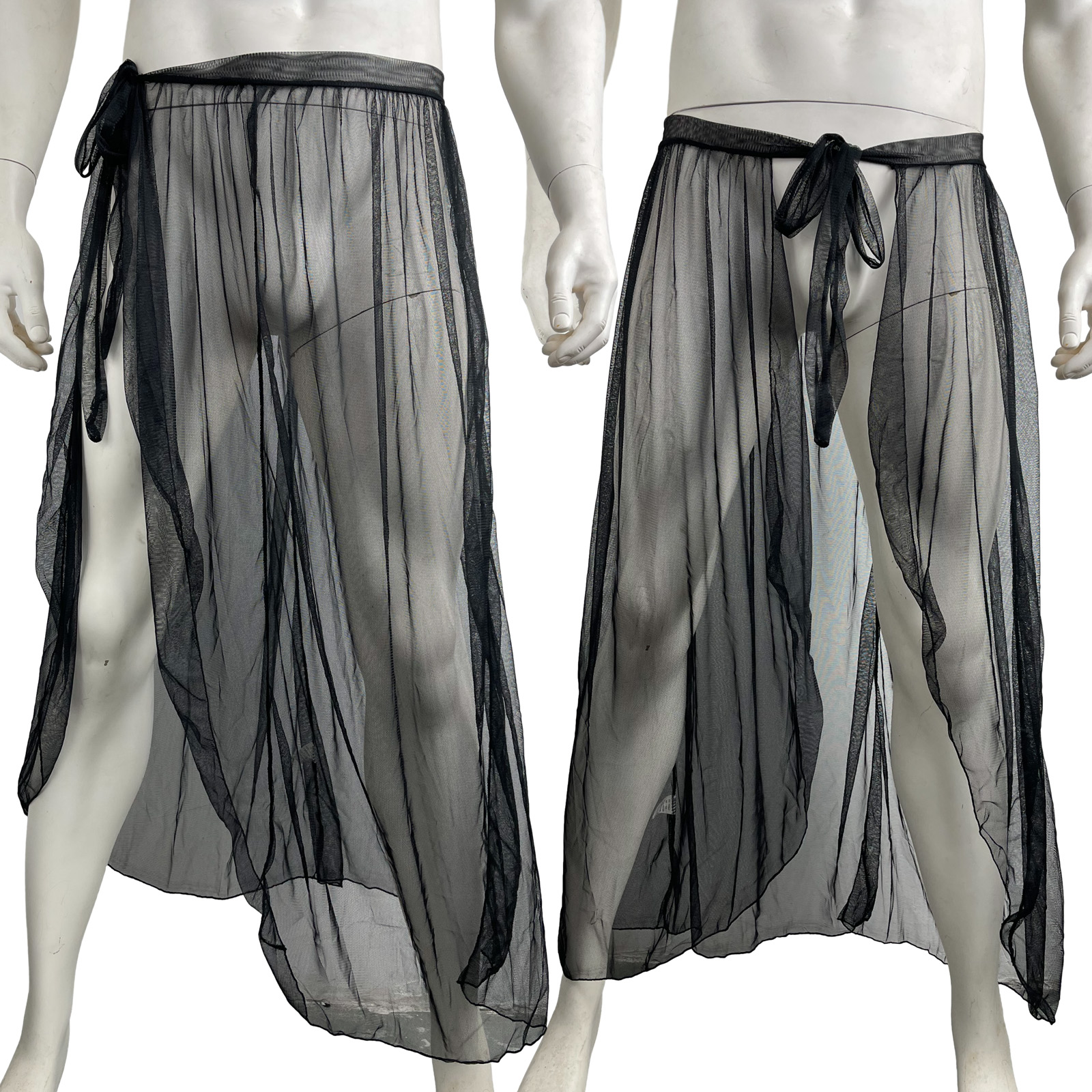 性感透明网纱长裙男女透视家居裙