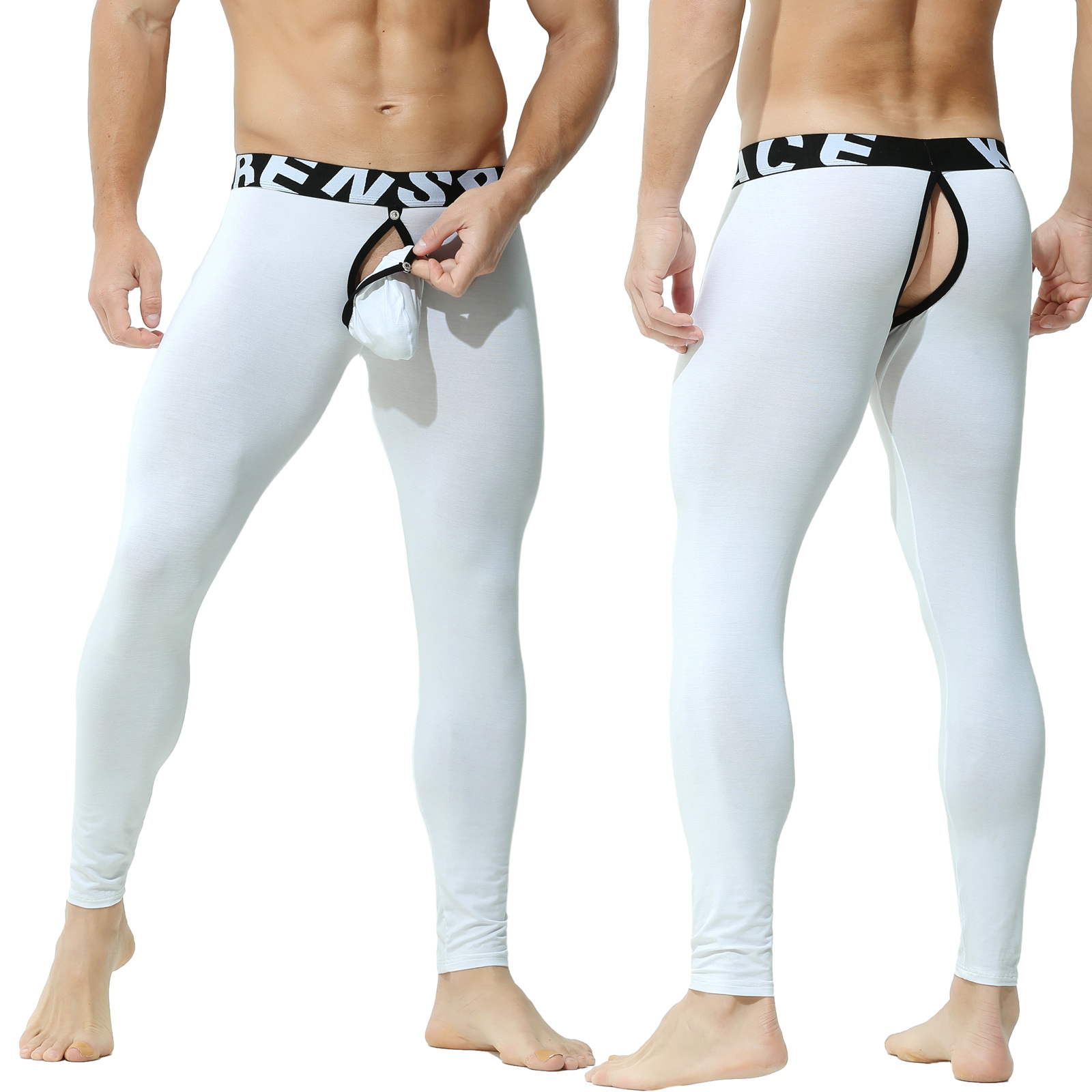 男士性感薄款打底裤后空紧身长裤