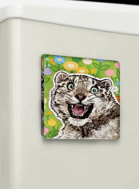 雪豹兔狲猞猁荒漠猫方形亚克力软磁冰箱贴西宁野生动物园生态文创