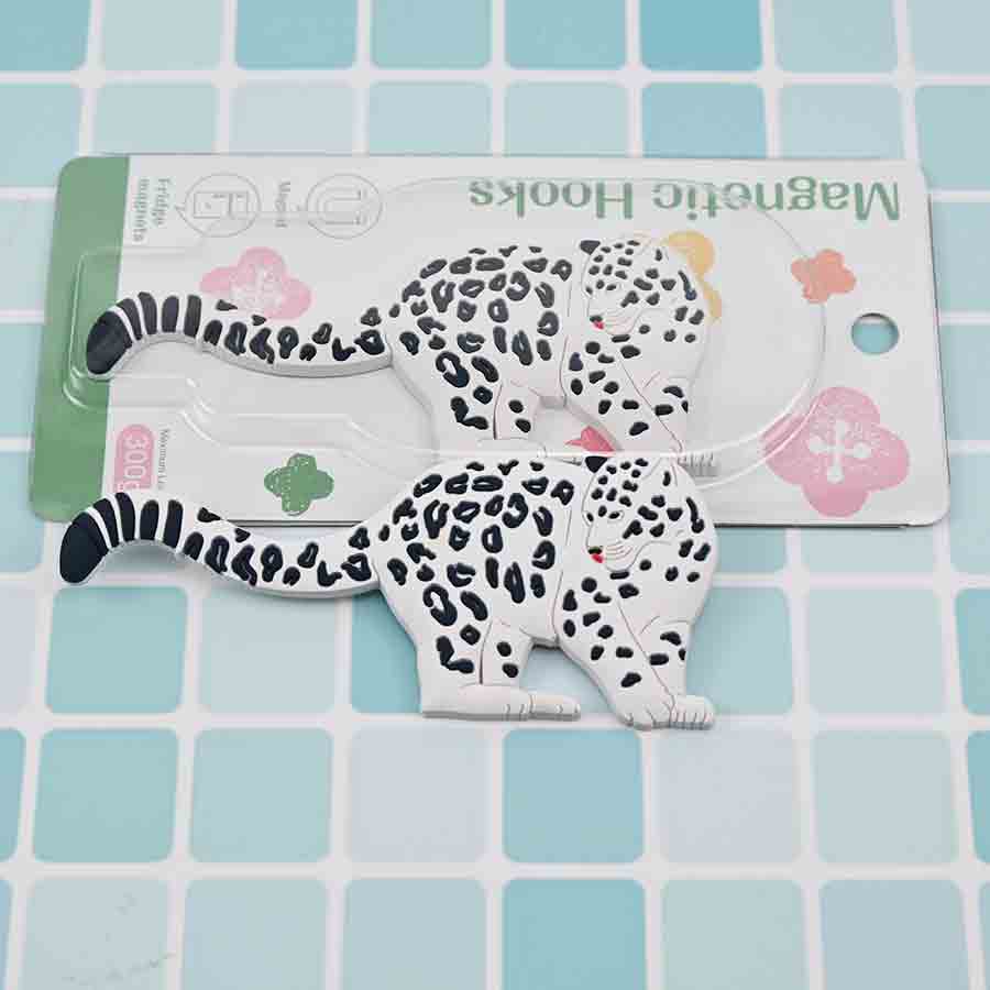 雪豹冰箱贴PVC软胶尾巴可折弯多功能挂件