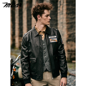 水洗擦色绵羊皮美式 MCS源自万宝路复古皮衣A 2飞行员夹克男士 复古