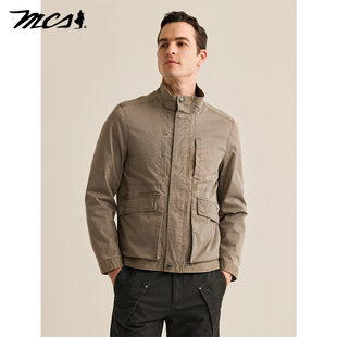 MCS男装源自万宝路秋季新款美式复古工装夹克立领机车款修身外套