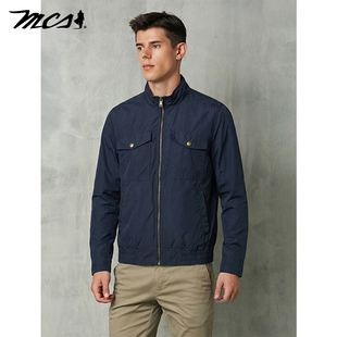 MCS男装源自万宝路秋季新款美式休闲夹克净色男士高级感复古外套