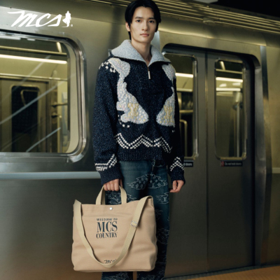 MCS源自万宝路新款帆布包大容量手提通勤包男女同款单肩包托特包