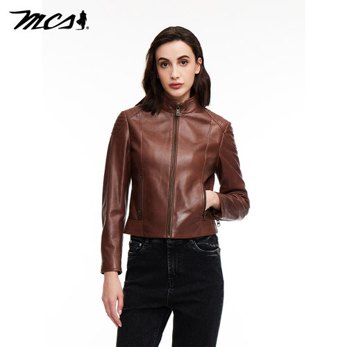 MCS女士皮衣修身版街头风
