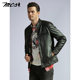 MCS男装 外套男春秋款 源自万宝路秋季 山羊真皮男立领机车皮衣修身