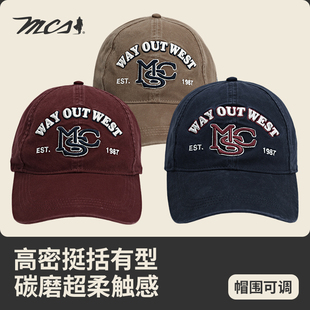 MCS源自万宝路棒球帽美式复古男女通用新款百搭简约软顶棒球帽子