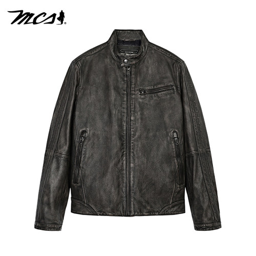 MCS源自万宝路男装褪色牛皮皮衣