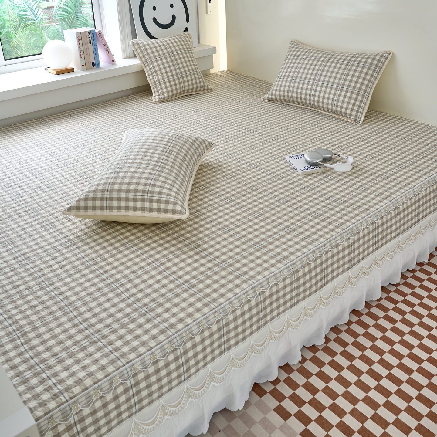 纯棉双层边榻榻米床盖四季通用