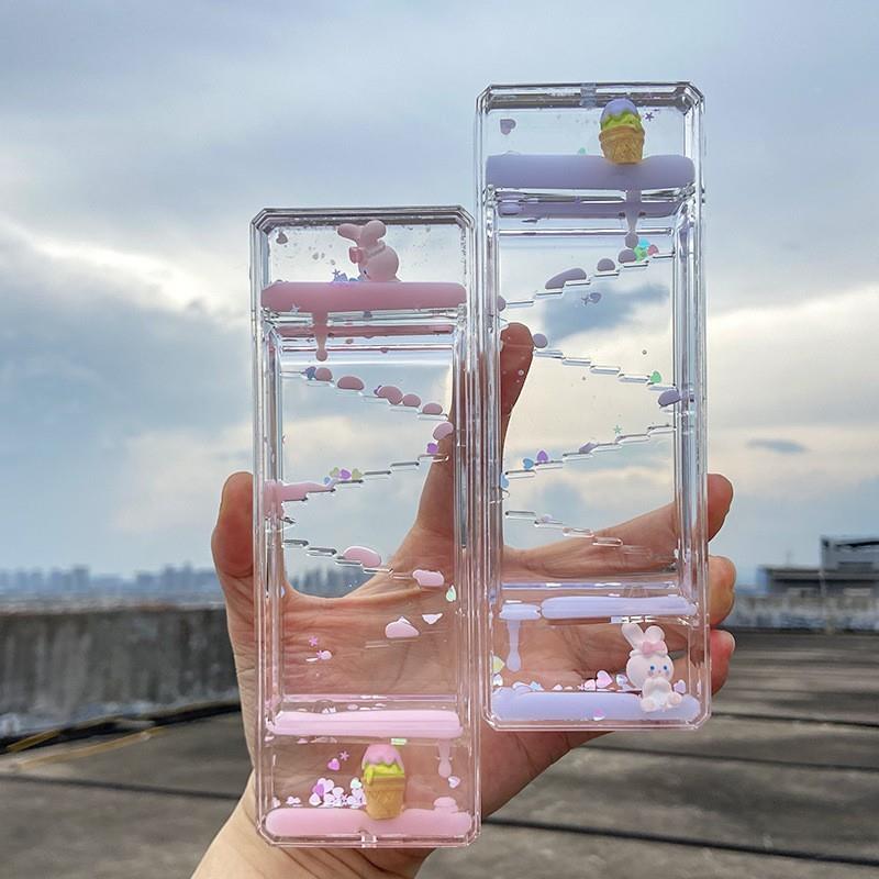 摆沙漏件马车南瓜车笔筒液体流沙创意油漏水油水晶球入油油滴笔插