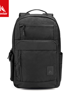 onepolar极地双肩包商务电脑包防泼水黑色纯色大容量通勤背包男女