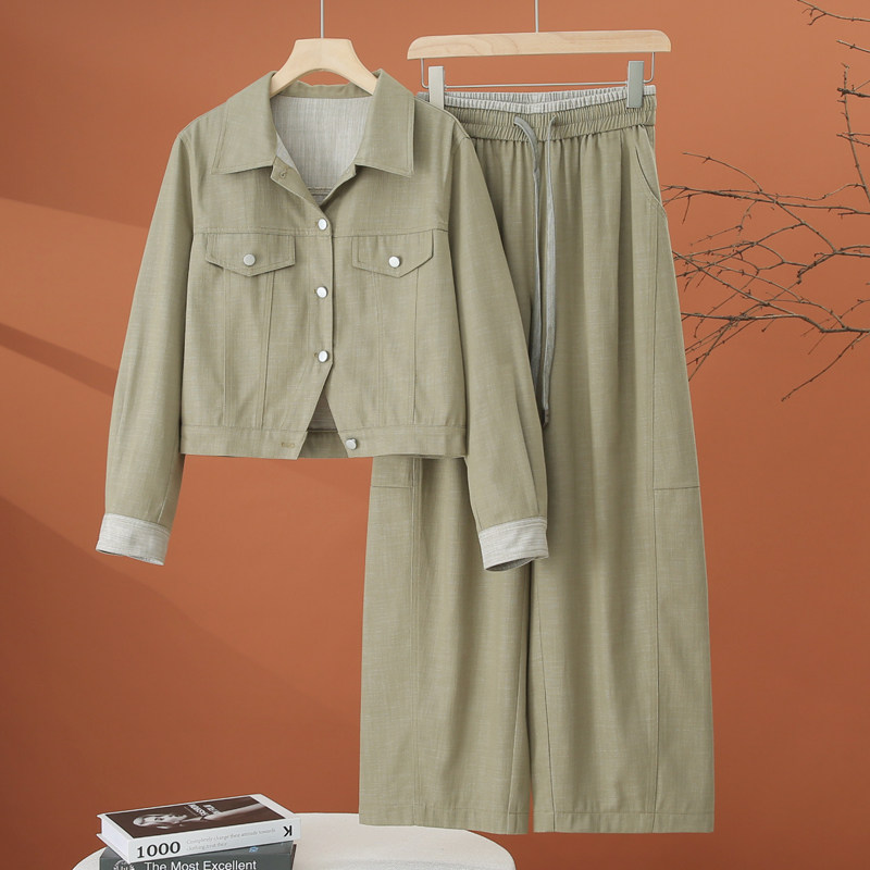 时尚休闲套装女春季2026新款独特漂亮一整套早春洋气阔腿裤两件套