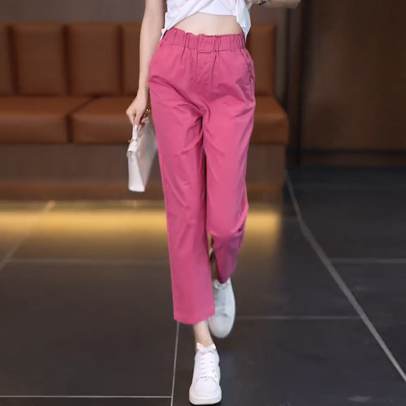 冰丝八分裤女夏季薄款2025新款直筒粉色裤子夏天小个子休闲凉凉裤