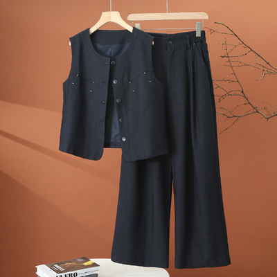 时尚马甲阔腿裤套装女秋季