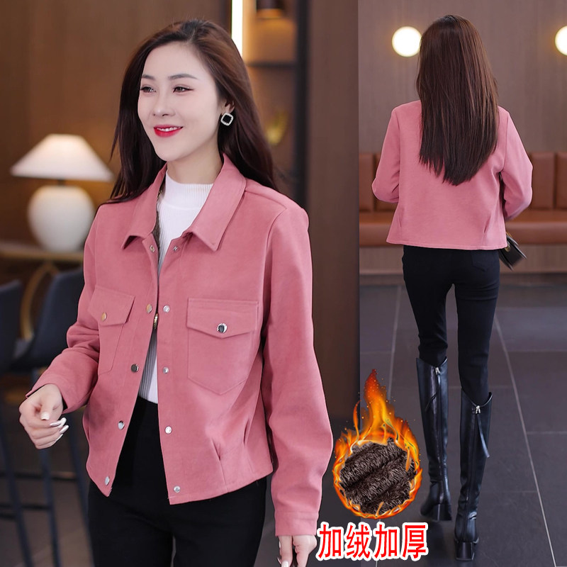 加绒加厚夹克外套女秋冬2025新款女士外衣冬款小个子休闲短款上衣