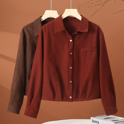 缪真短款翻领外套女长袖