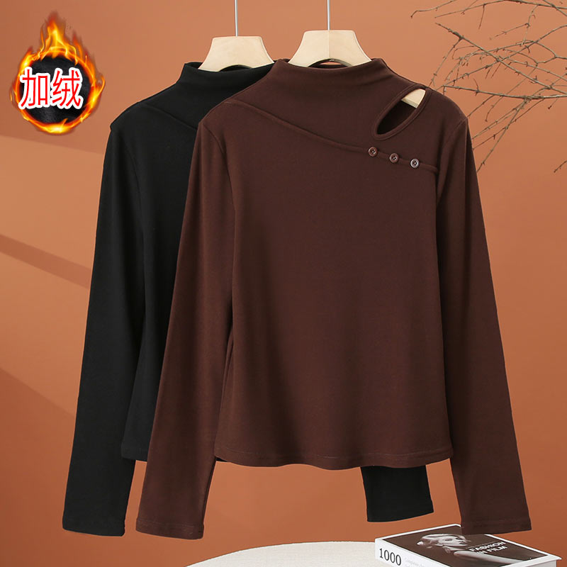 半高领加绒打底衫女秋冬2025新款