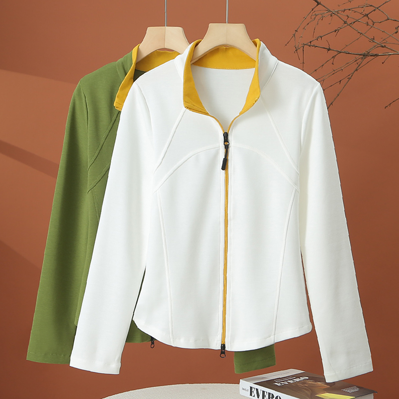 秋季长袖拉链开衫t恤女2025新款