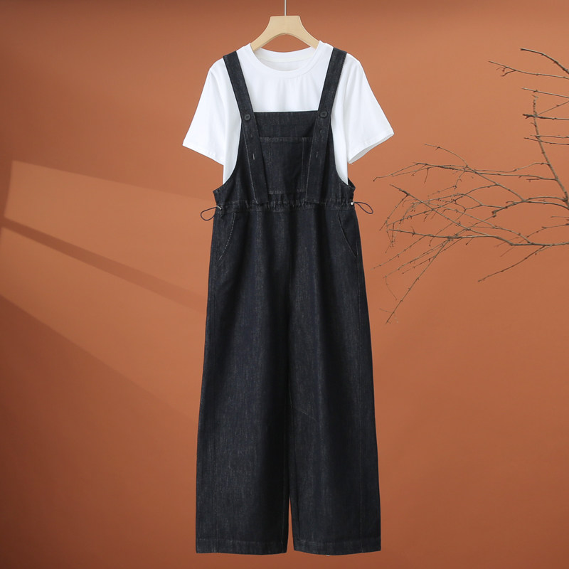 牛仔背带裤套装女夏季2026新款女装一整套时尚洋气减龄休闲两件套
