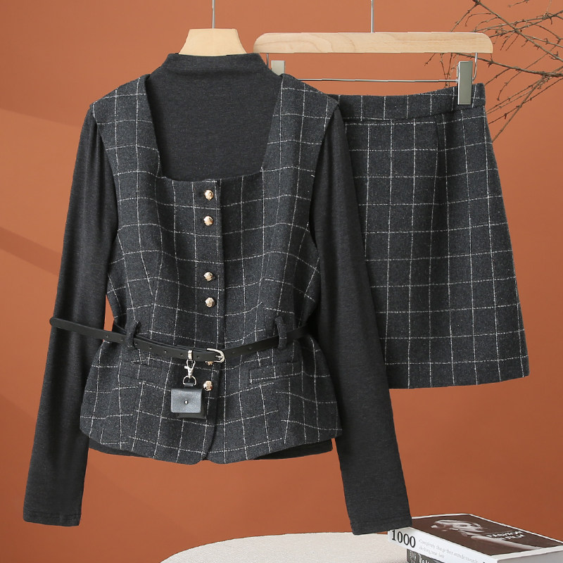 时尚套装裙女春季2026新款独特漂亮一整套早春洋气半身短裙三件套