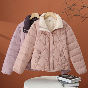 撞色立领棉服外套女2025冬季新款宽松百搭小个子冬天保暖棉服外衣