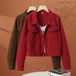 小个子夹克外套女2026新款今年流行爆款外衣休闲百搭短款红色上衣