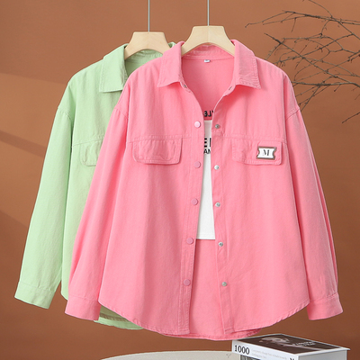 中长款牛仔衬衫外套女春秋