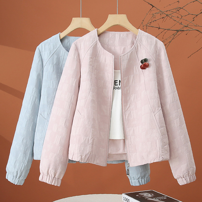 小个子圆领短款外套女时尚洋气