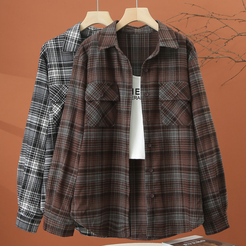 春季中长款长袖格子衬衫外套女2026新款韩版宽松休闲百搭女士上衣