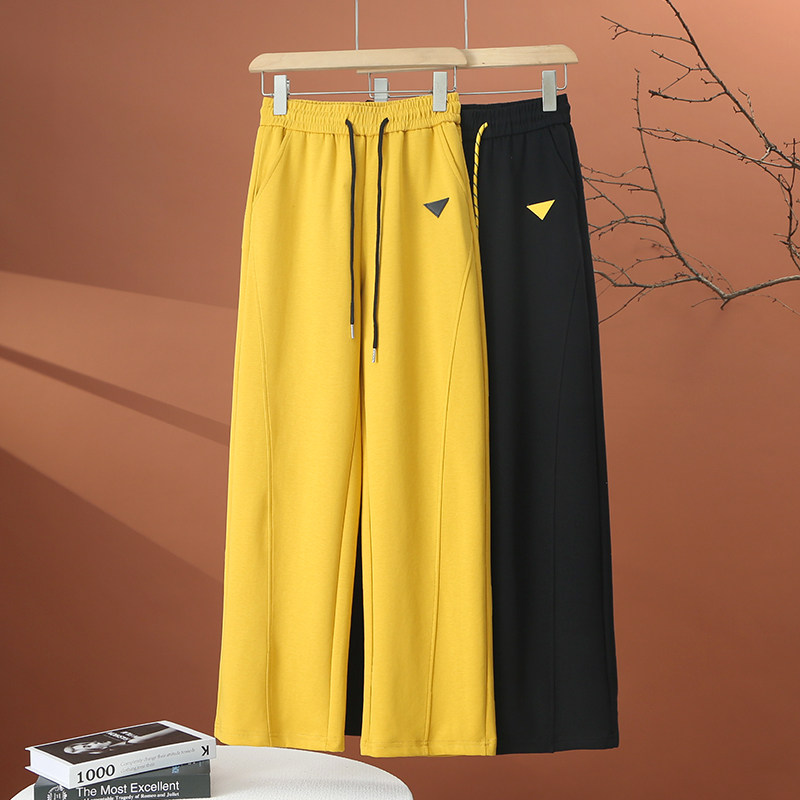 松紧腰抽绳阔腿裤女春夏2026新款休闲运动裤子宽松显瘦女士直筒裤