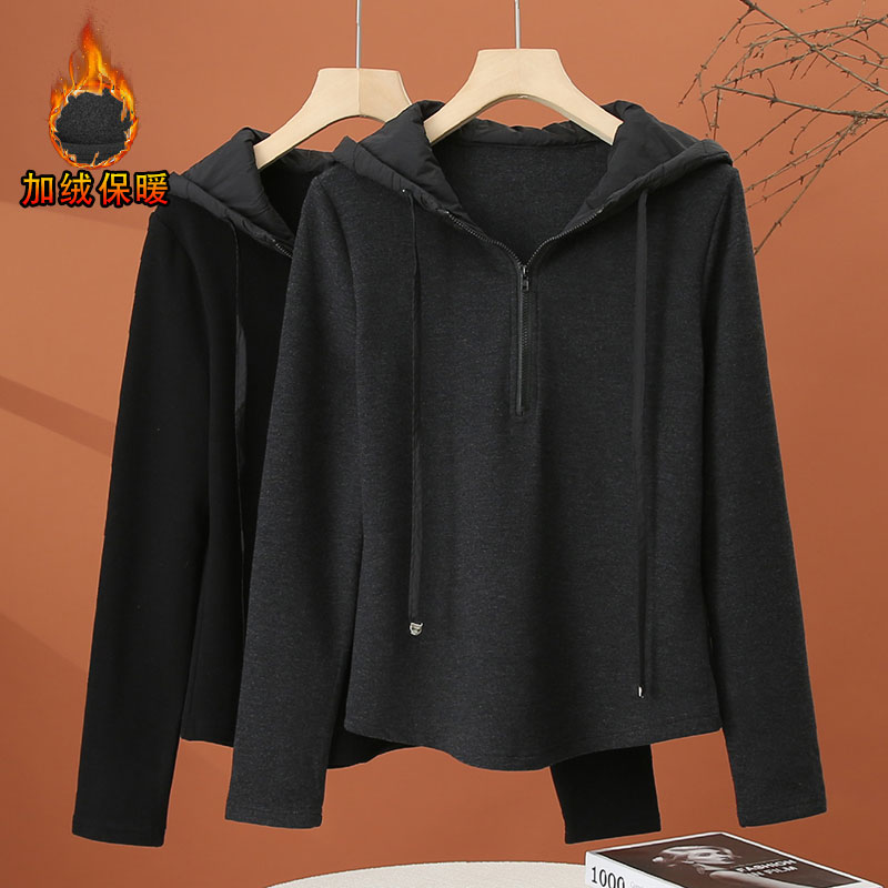加绒加厚连帽卫衣女秋冬2025新款